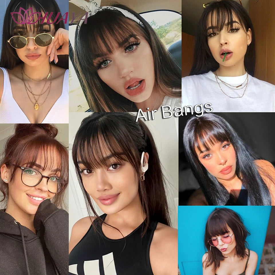 Synthetic Clip-In Air Bangs Invisible Fringe by HitMyNeed