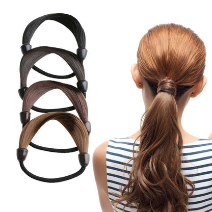 Synthetic Hair Ponytail Ring Elastic Hair Tie coffee by HitMyNeed
