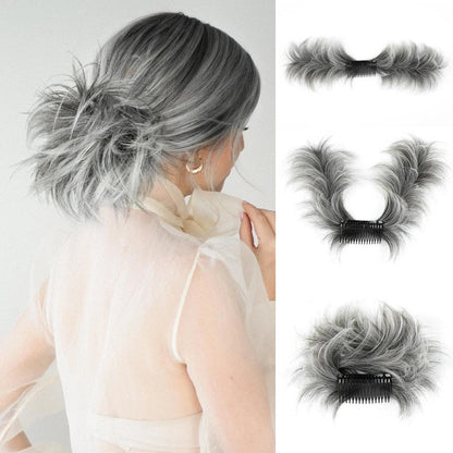 Synthetic Messy Bun Hair Piece Clip-In Curly Chignon 1b-171t60 by HitMyNeed