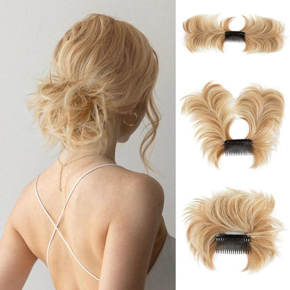 Synthetic Messy Bun Hair Piece Clip-In Curly Chignon 27h613 by HitMyNeed