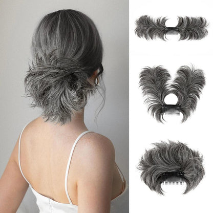 Synthetic Messy Bun Hair Piece Clip-In Curly Chignon אפר-60 by HitMyNeed