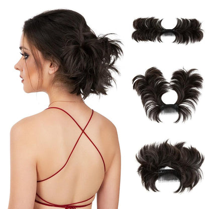 Synthetic Messy Bun Hair Piece Clip-In Curly Chignon black-brown by HitMyNeed