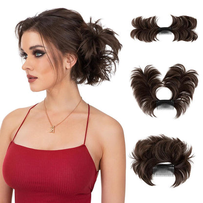 Synthetic Messy Bun Hair Piece Clip-In Curly Chignon dark-black by HitMyNeed
