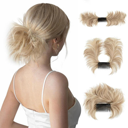 Synthetic Messy Bun Hair Piece Clip-In Curly Chignon dirty-blonde by HitMyNeed