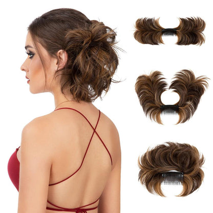 Synthetic Messy Bun Hair Piece Clip-In Curly Chignon iced-mocha by HitMyNeed