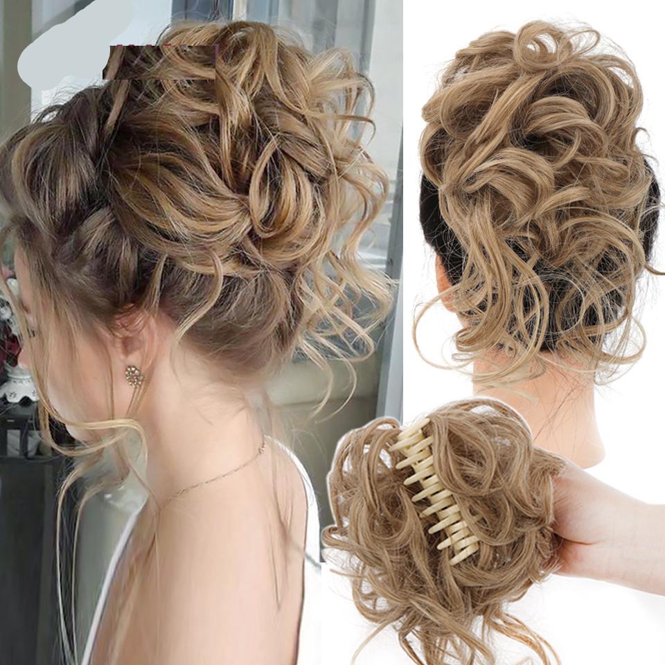Synthetic Messy Curly Claw Clip Hair Bun with Tail by HitMyNeed
