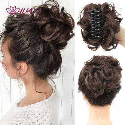 Synthetic Messy Curly Claw Clip Hair Bun with Tail by HitMyNeed