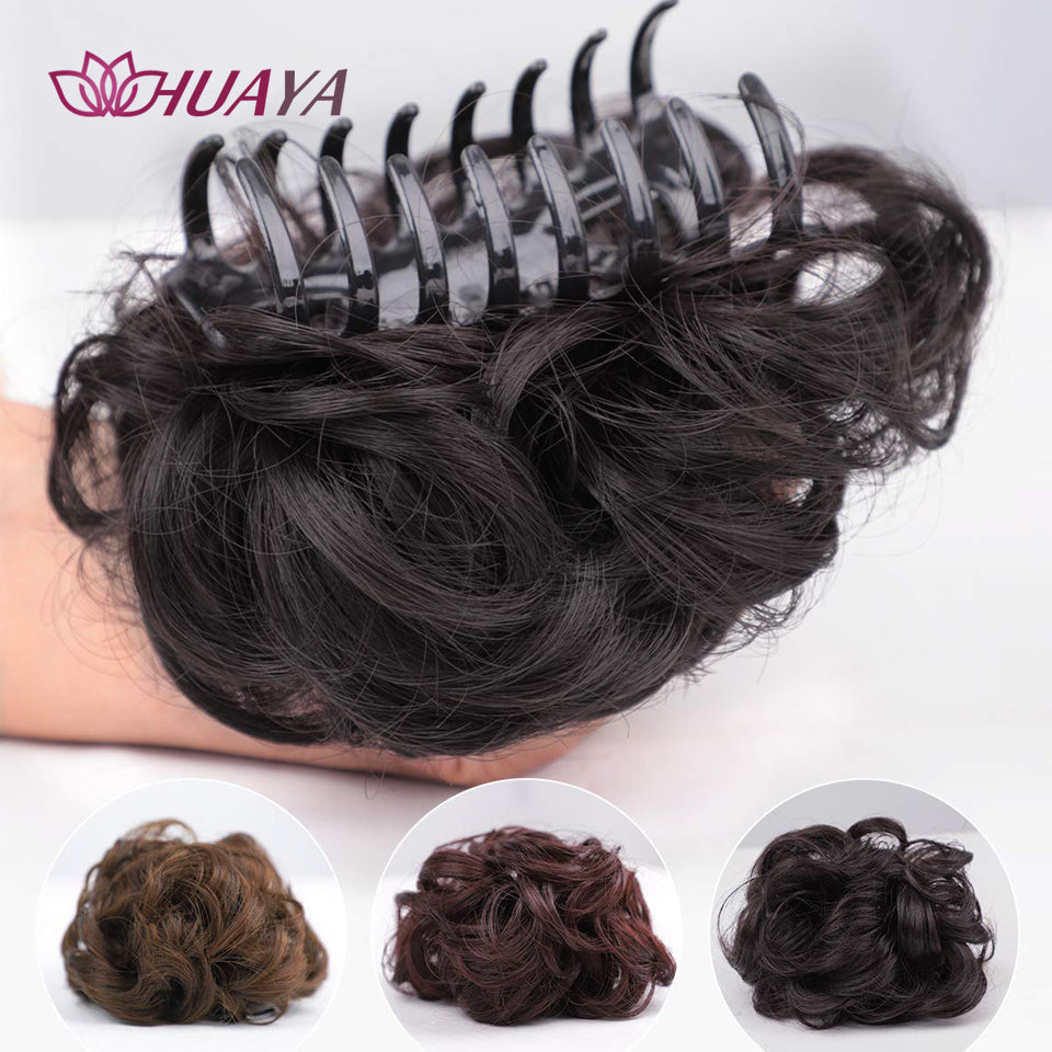 Synthetic Messy Curly Claw Clip Hair Bun with Tail by HitMyNeed