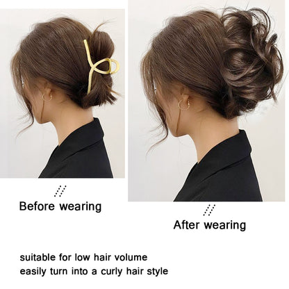 Synthetic Messy Curly Claw Clip Hair Bun with Tail by HitMyNeed