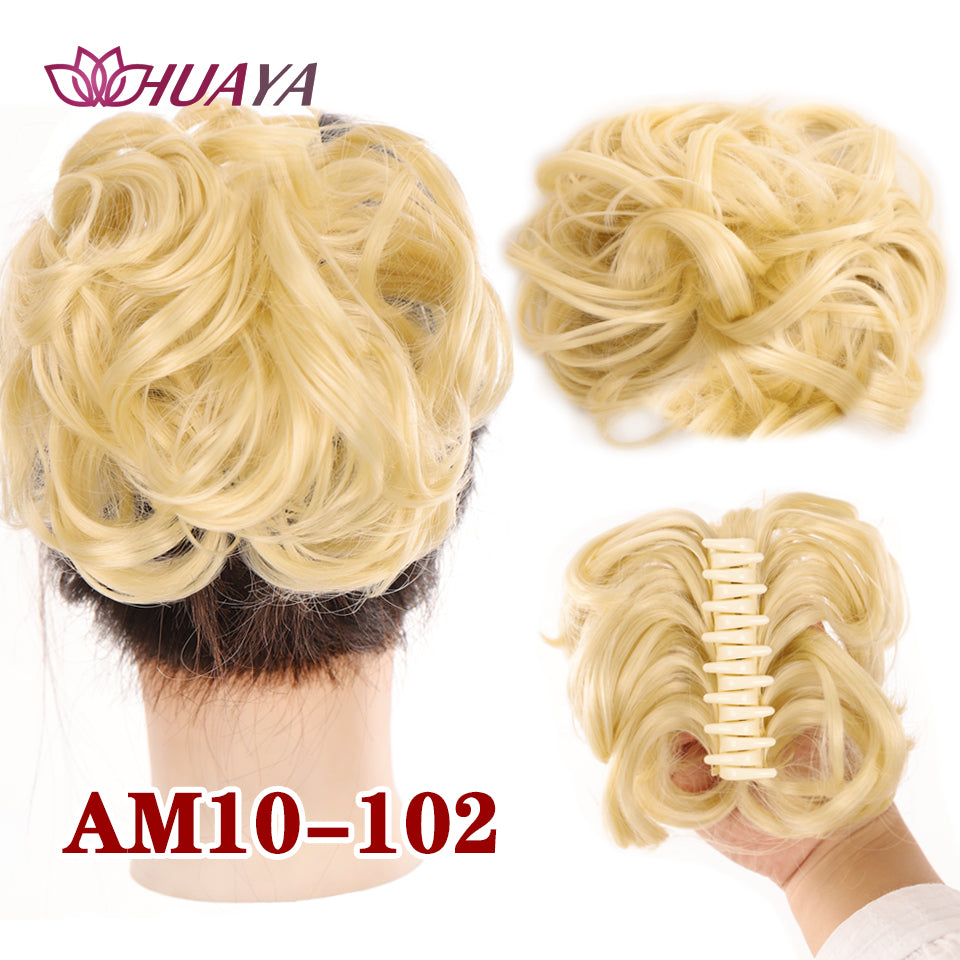 Synthetic Messy Curly Claw Clip Hair Bun with Tail am10-102 by HitMyNeed