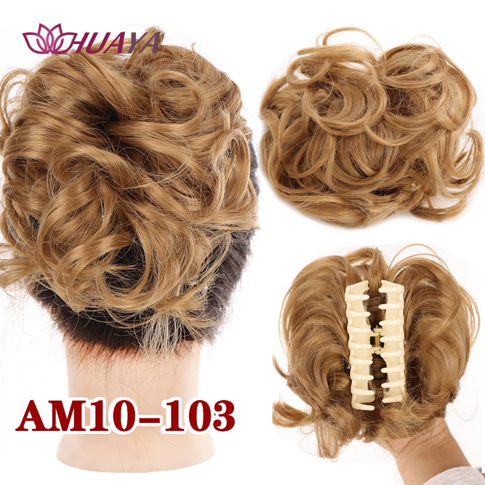 Synthetic Messy Curly Claw Clip Hair Bun with Tail am10-103 by HitMyNeed