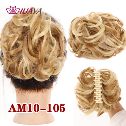 Synthetic Messy Curly Claw Clip Hair Bun with Tail am10-105 by HitMyNeed