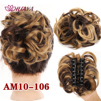 Synthetic Messy Curly Claw Clip Hair Bun with Tail am10-106 by HitMyNeed