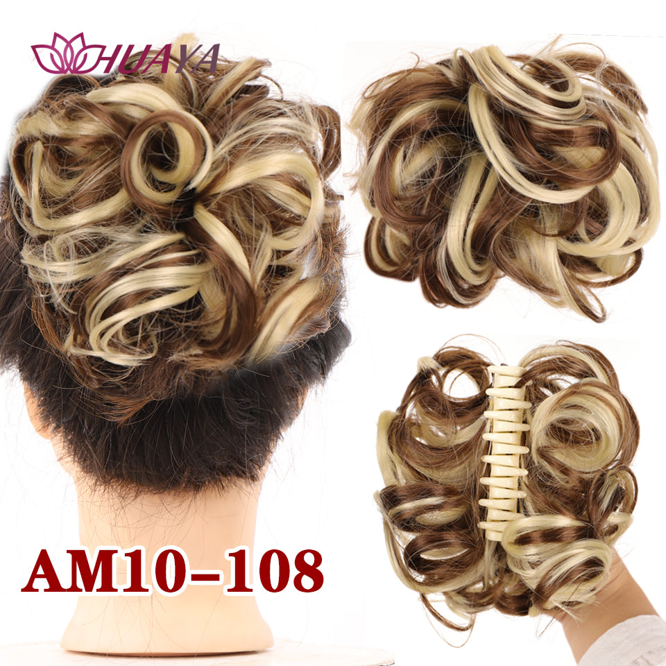 Synthetic Messy Curly Claw Clip Hair Bun with Tail am10-108 by HitMyNeed