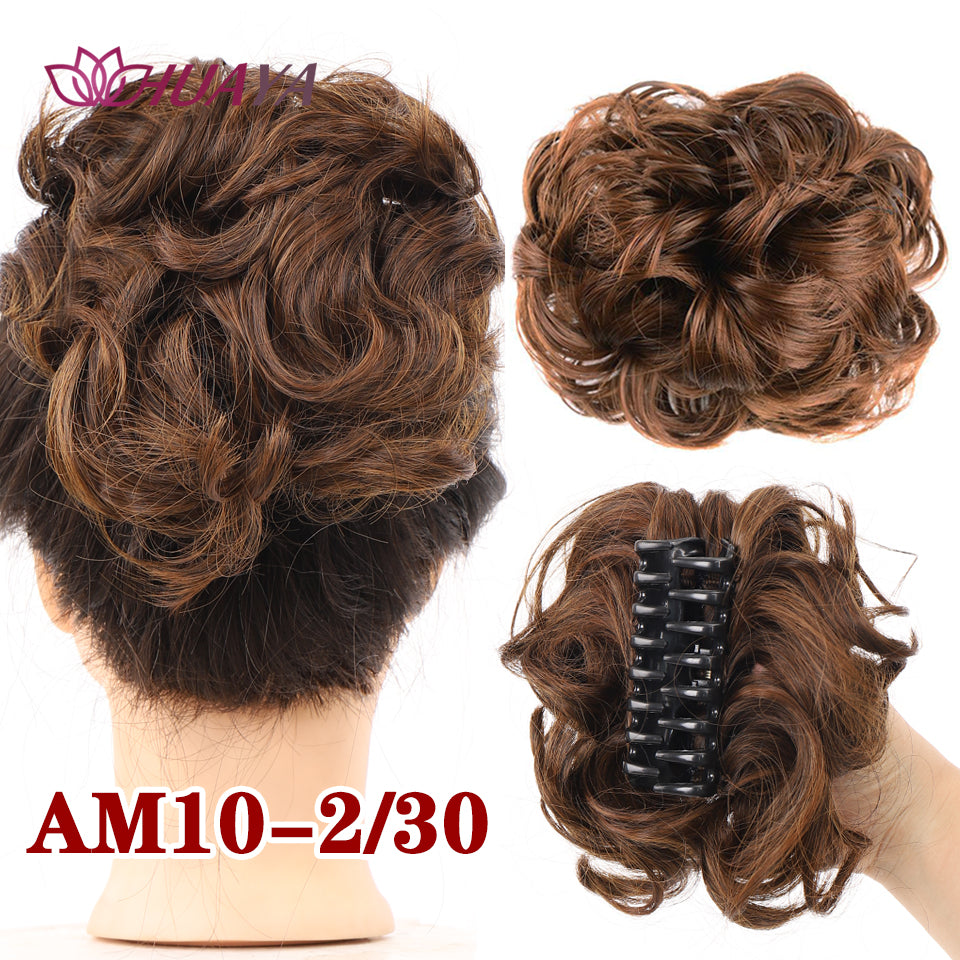 Synthetic Messy Curly Claw Clip Hair Bun with Tail am10-2-30 by HitMyNeed