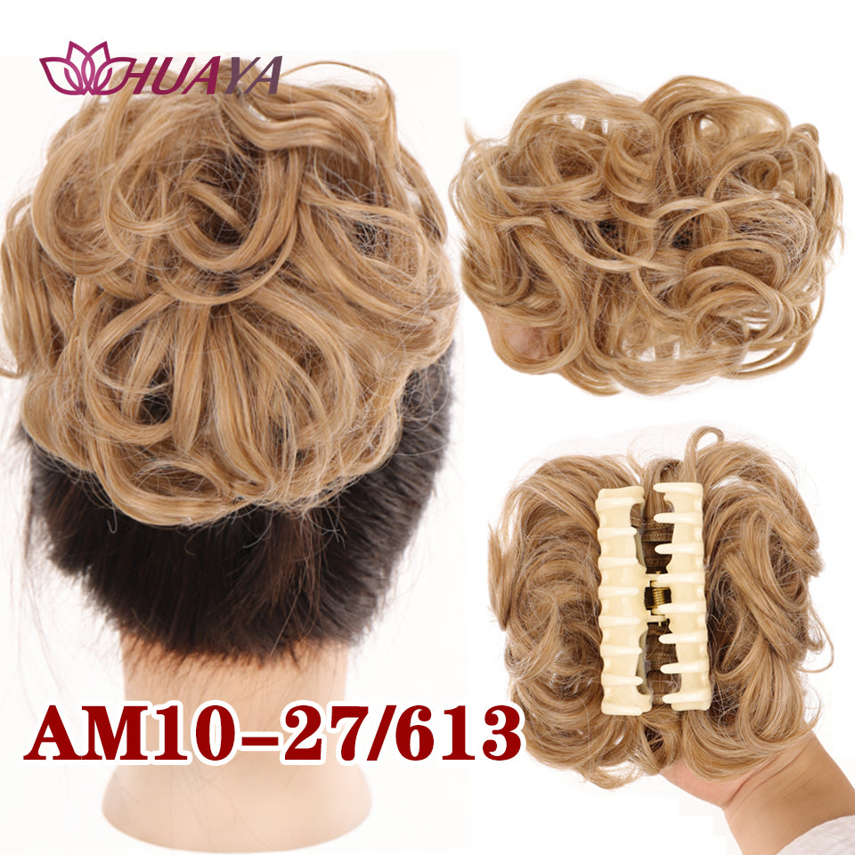 Synthetic Messy Curly Claw Clip Hair Bun with Tail am10-27-613 by HitMyNeed