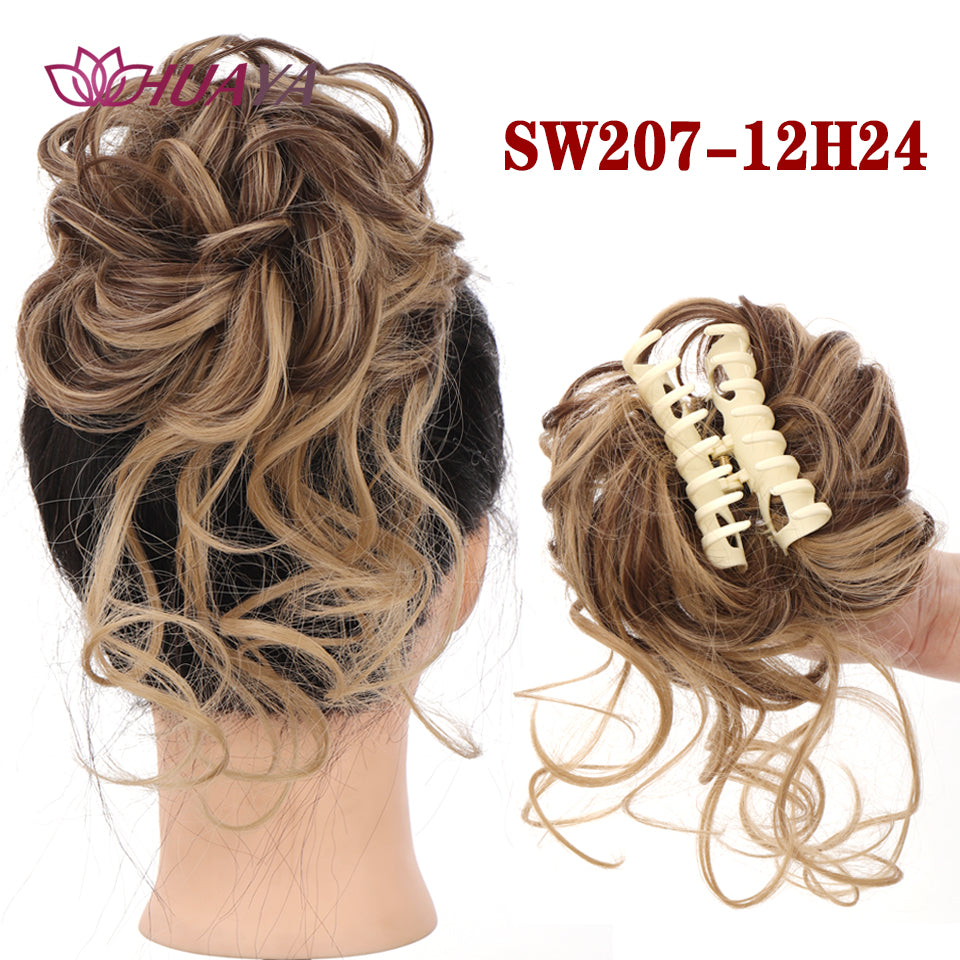 Synthetic Messy Curly Claw Clip Hair Bun with Tail sw207-12h24 by HitMyNeed