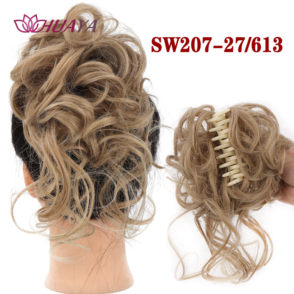 Synthetic Messy Curly Claw Clip Hair Bun with Tail sw207-27-613 by HitMyNeed