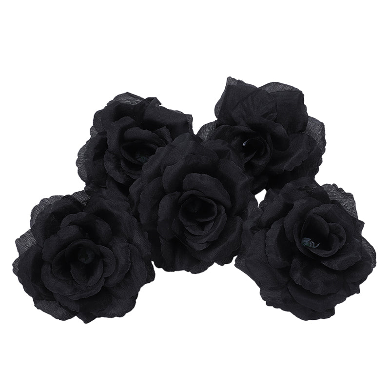 Synthetic Silk Black Rose Heads (20 Pack) by HitMyNeed