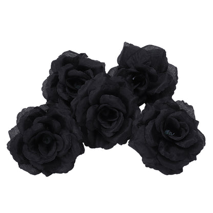 Synthetic Silk Black Rose Heads (20 Pack) by HitMyNeed