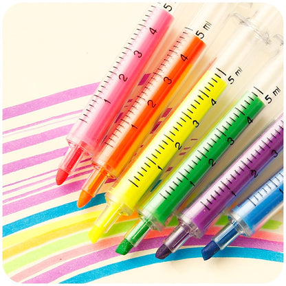 Syringe Highlighter Pens Set of 6 by HitMyNeed