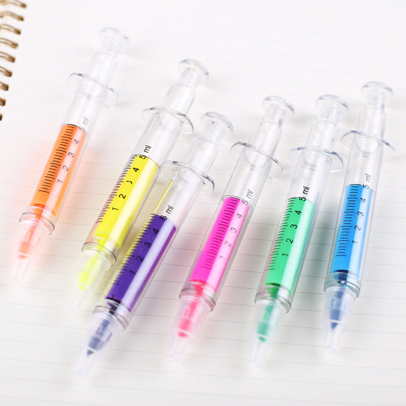 Syringe Highlighter Pens Set of 6 by HitMyNeed