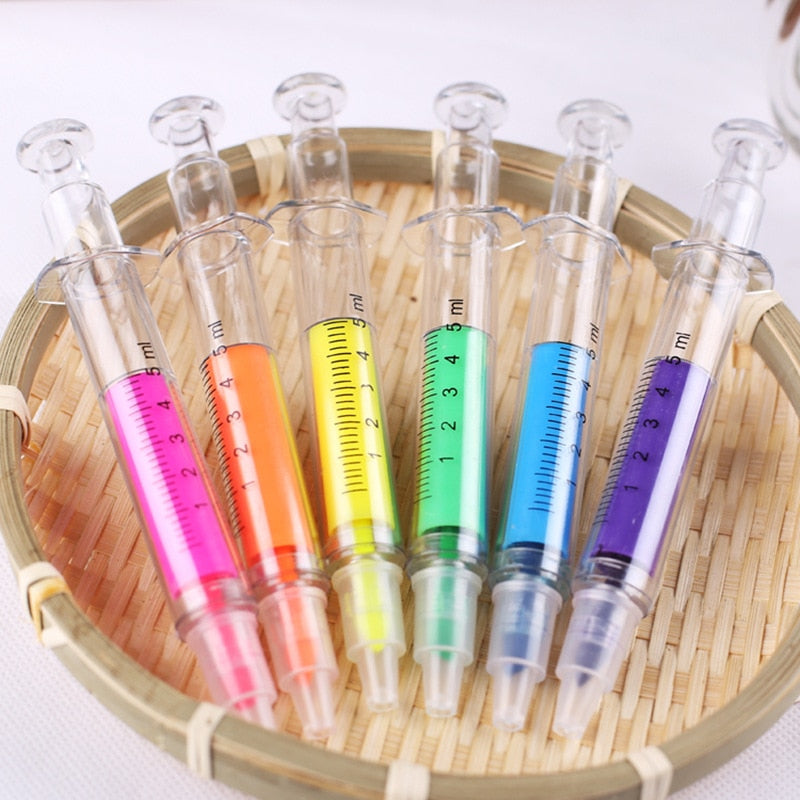 Syringe Highlighter Pens Set of 6 by HitMyNeed