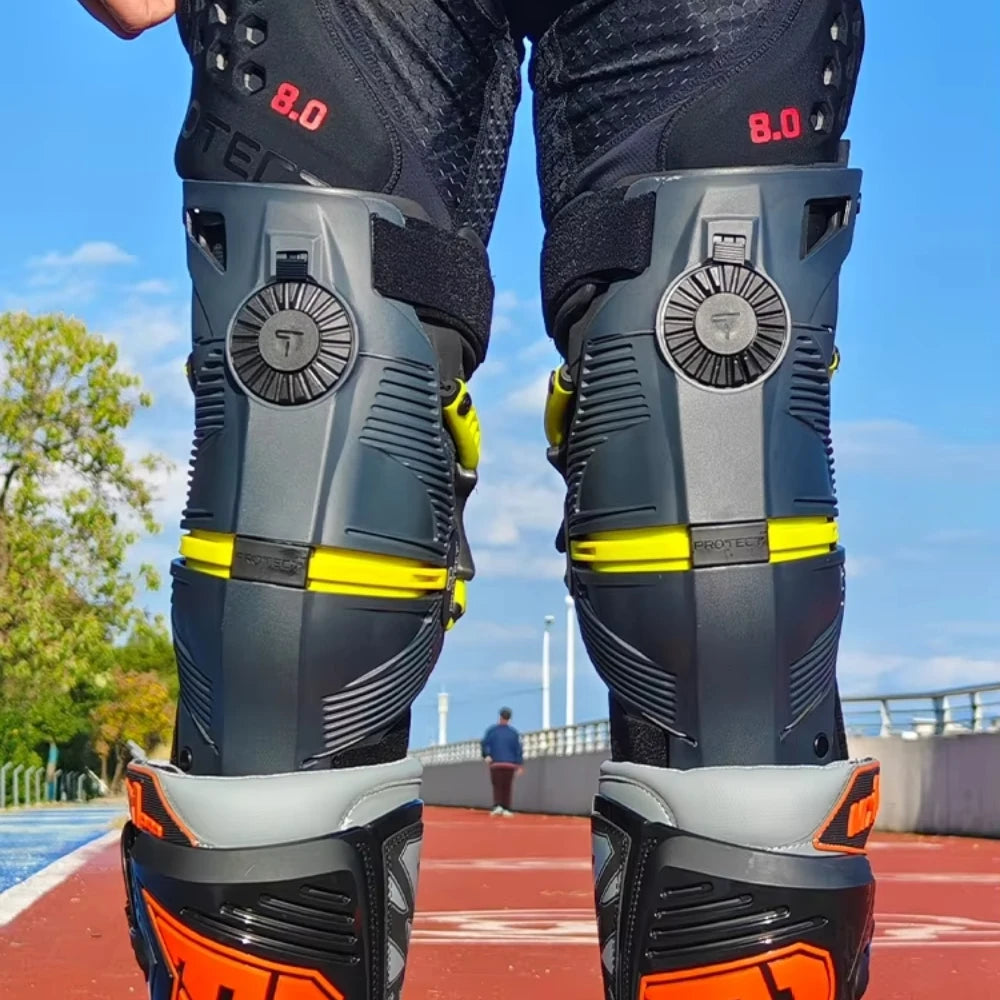 T Brand Motorcycle Knee Pads with Exoskeleton Guards by HitMyNeed