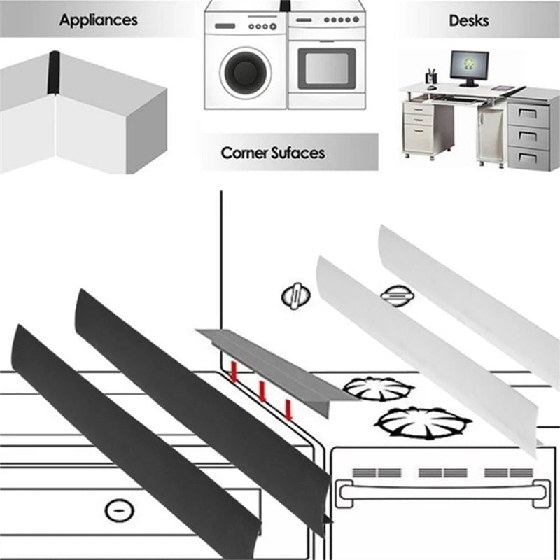 T-Shaped Silicone Stove Counter Gap Cover Strip black-63cm by HitMyNeed