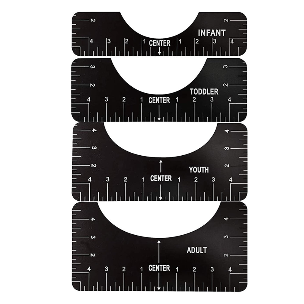 T-Shirt Alignment Ruler Set for Centering Designs (4pcs) black by HitMyNeed