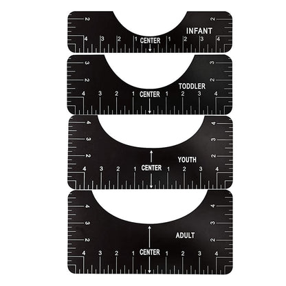 T-Shirt Alignment Ruler Set for Centering Designs (4pcs) black by HitMyNeed