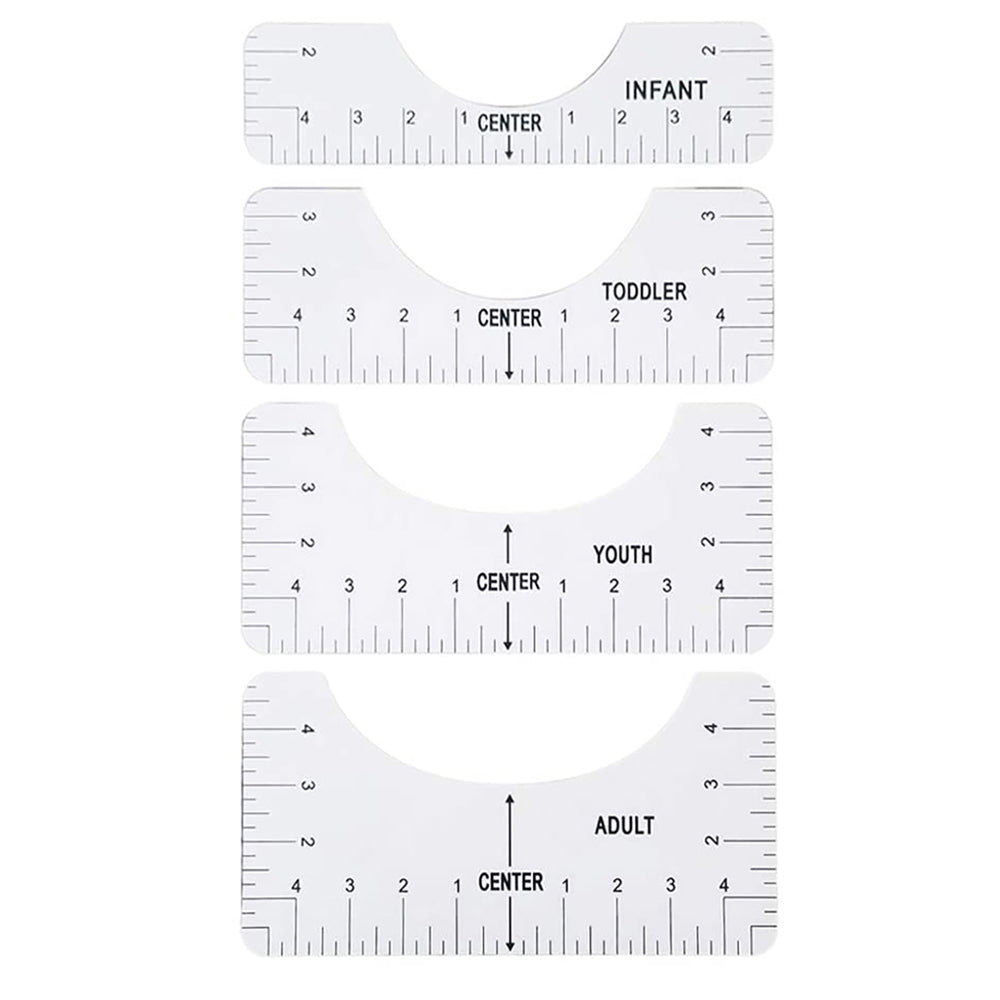 T-Shirt Alignment Ruler Set for Centering Designs (4pcs) white by HitMyNeed