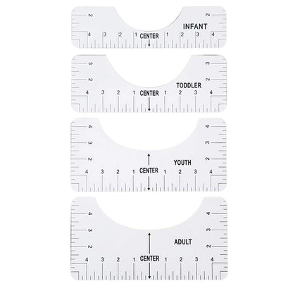 T-Shirt Alignment Ruler Set for Centering Designs (4pcs) white by HitMyNeed