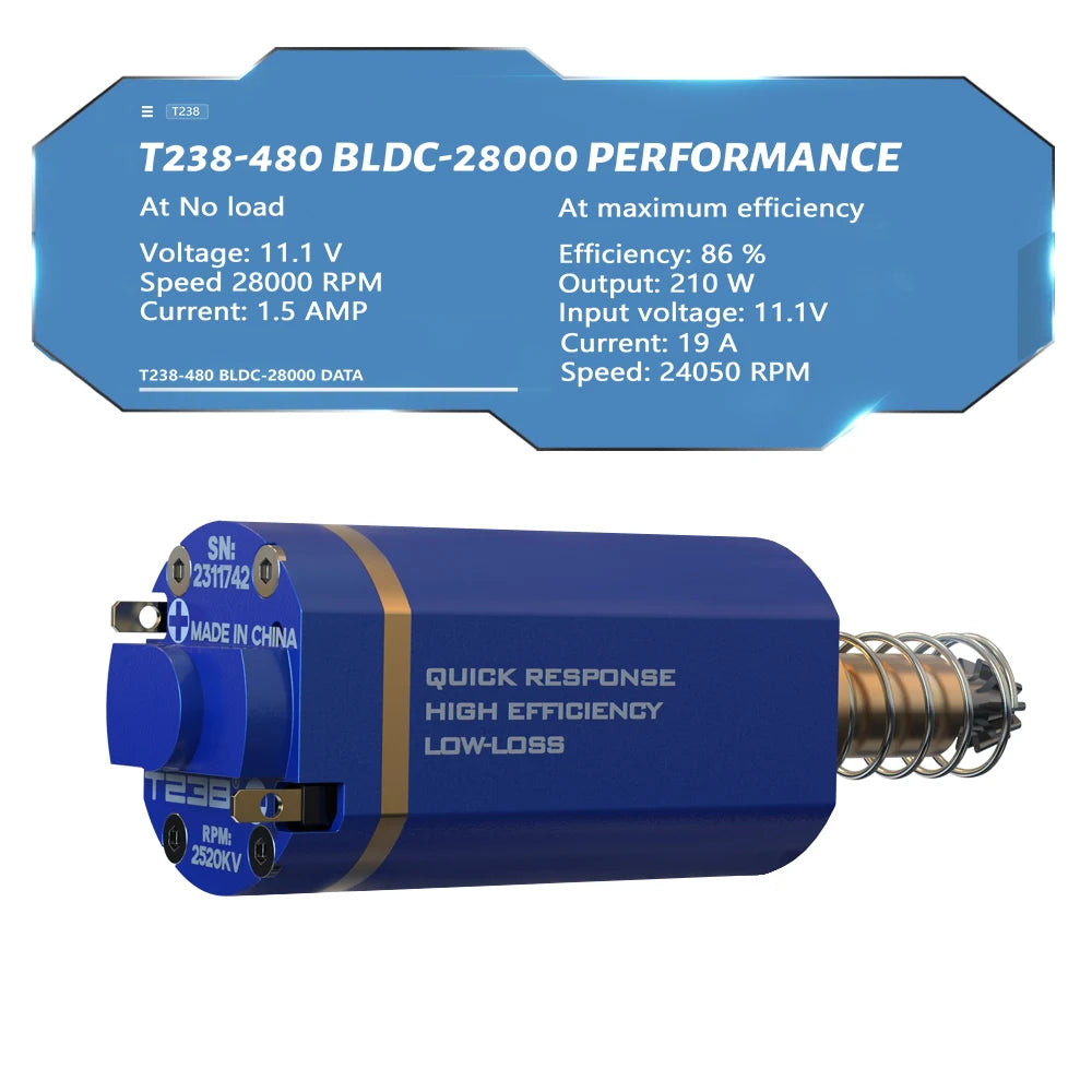 T238 QRBLS Brushless High Torque Long Axis AEG Motor by HitMyNeed
