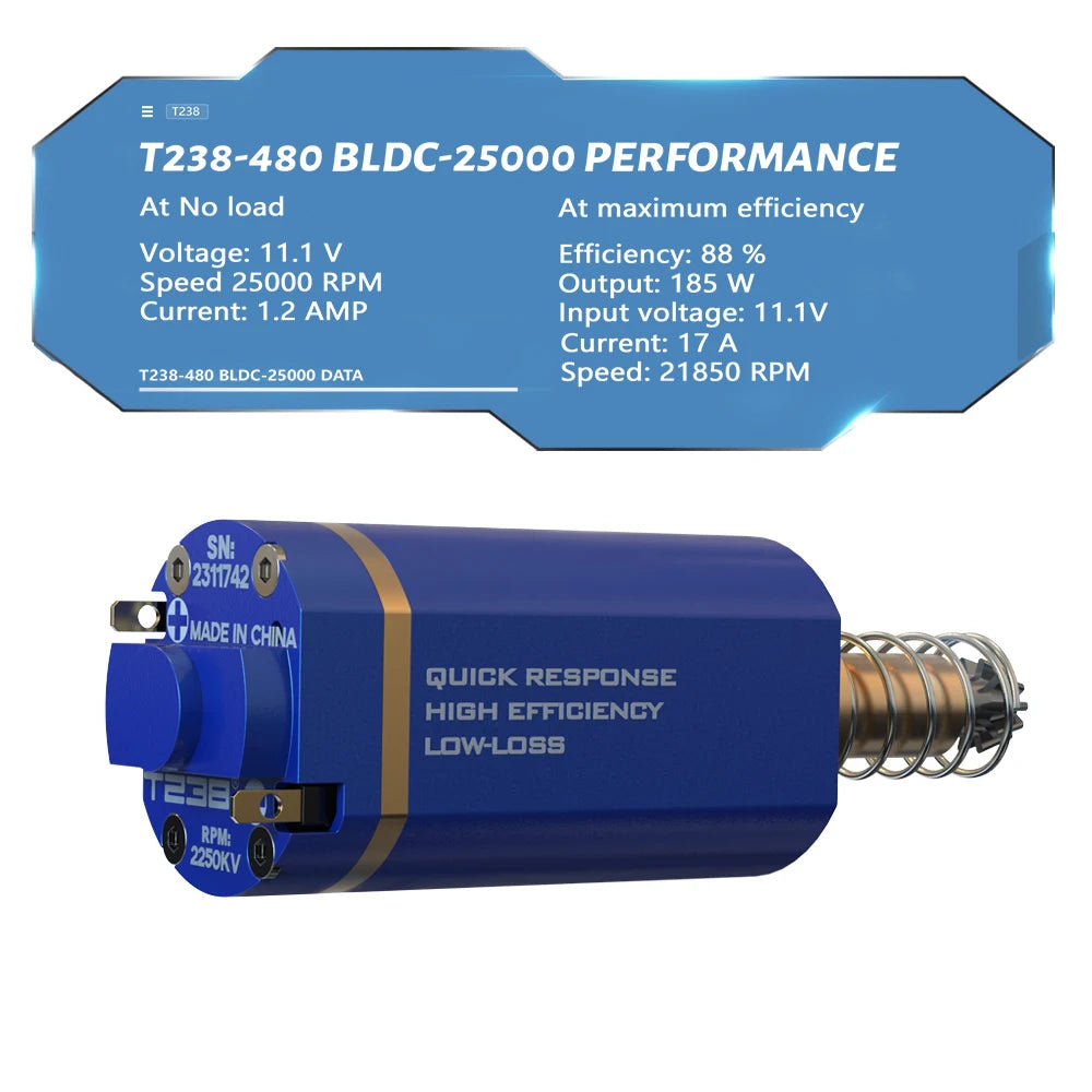 T238 QRBLS Brushless High Torque Long Axis AEG Motor by HitMyNeed