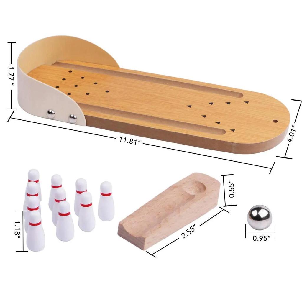 Tabletop Wooden Mini Bowling Game for Desk Fun by HitMyNeed