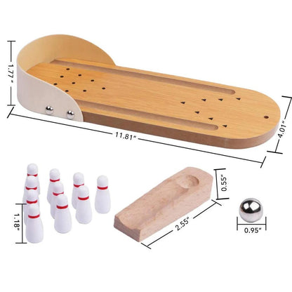 Tabletop Wooden Mini Bowling Game for Desk Fun by HitMyNeed
