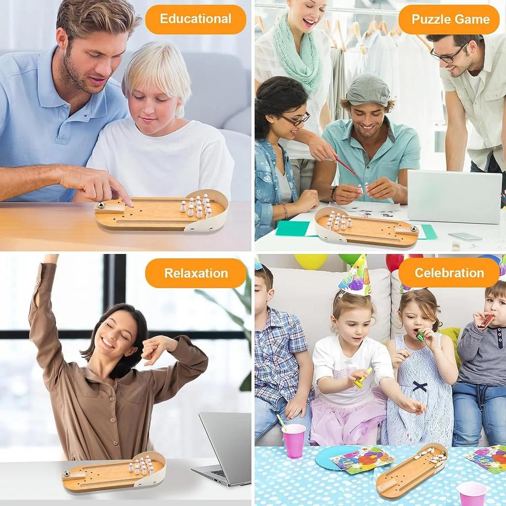 Tabletop Wooden Mini Bowling Game for Desk Fun by HitMyNeed