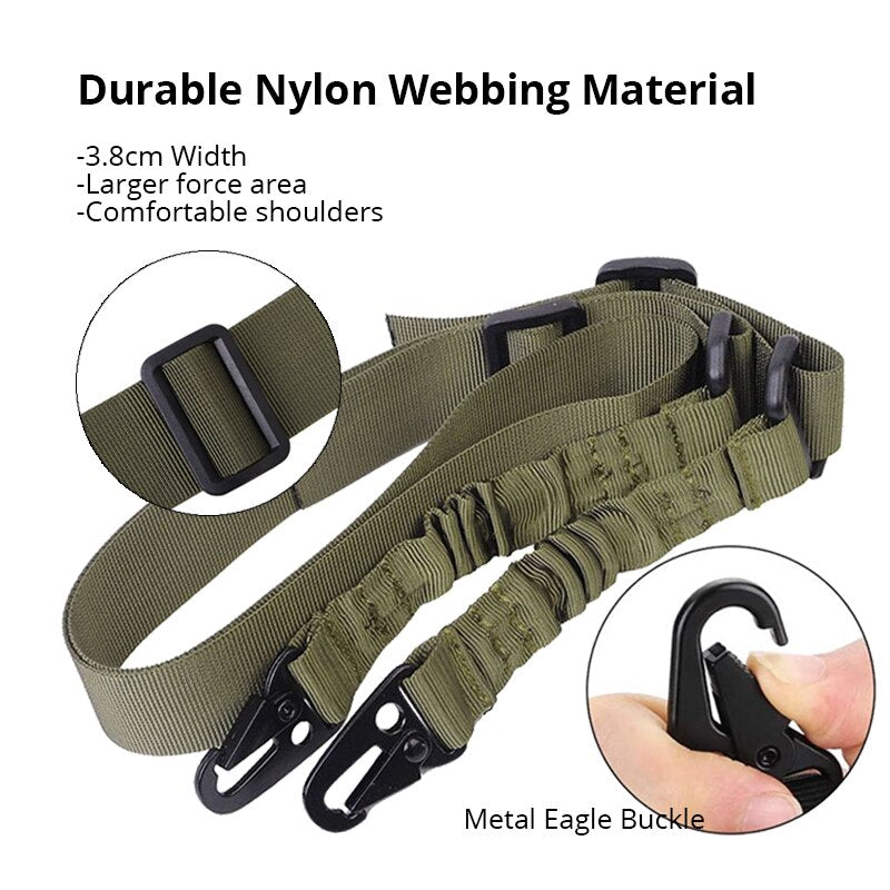 Tactical 2-Point Bungee Rifle Sling - Nylon, Adjustable by HitMyNeed