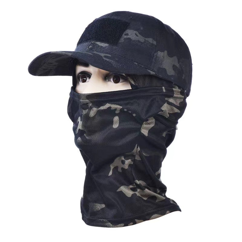 Tactical Camouflage Baseball Cap with Balaclava Hood black-cp by HitMyNeed