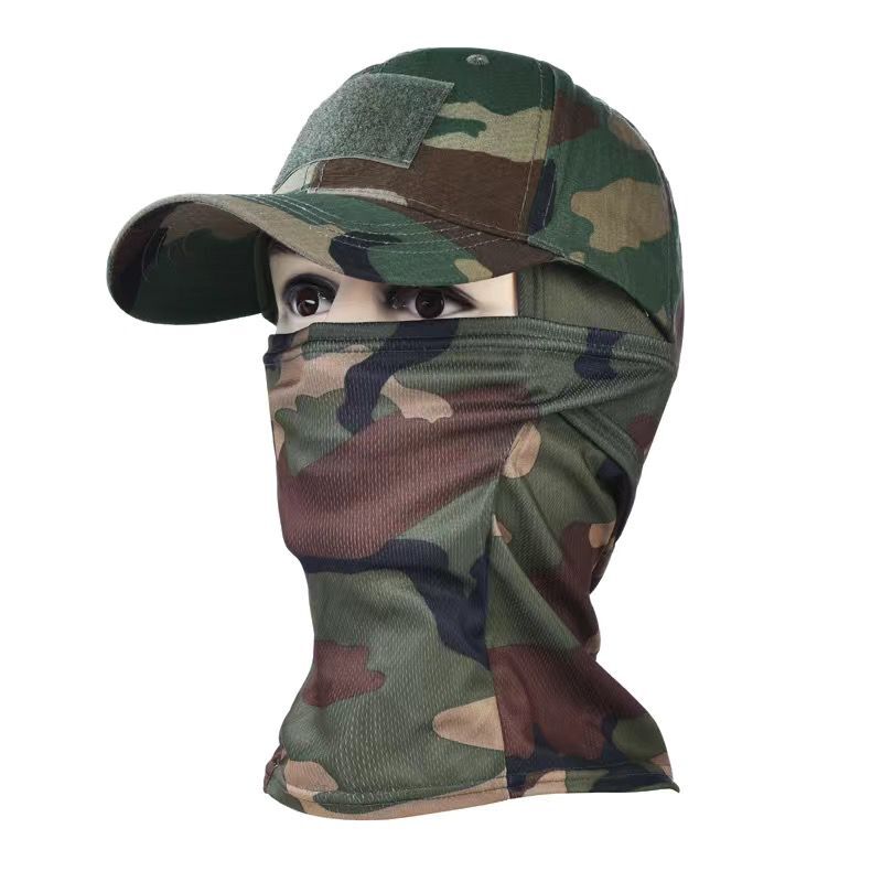 Tactical Camouflage Baseball Cap with Balaclava Hood jungle-green by HitMyNeed