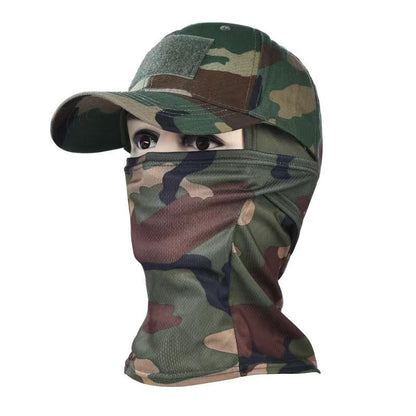 Tactical Camouflage Baseball Cap with Balaclava Hood jungle-green by HitMyNeed