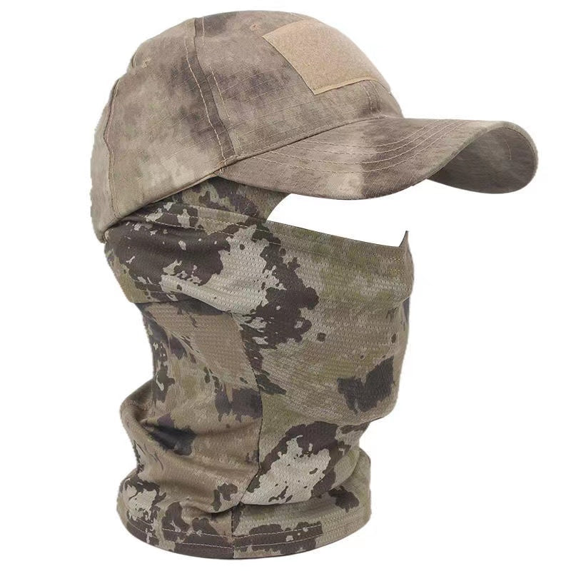 Tactical Camouflage Baseball Cap with Balaclava Hood ruins-grey by HitMyNeed