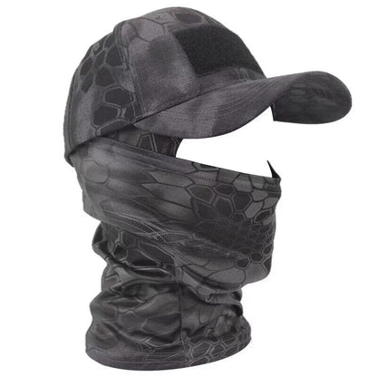 Tactical Camouflage Snapback Cap with Balaclava Mask black-mang-pattern by HitMyNeed