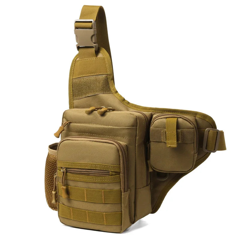 Tactical Chest Pouch Crossbody Waist Pack for Outdoors khaki by HitMyNeed