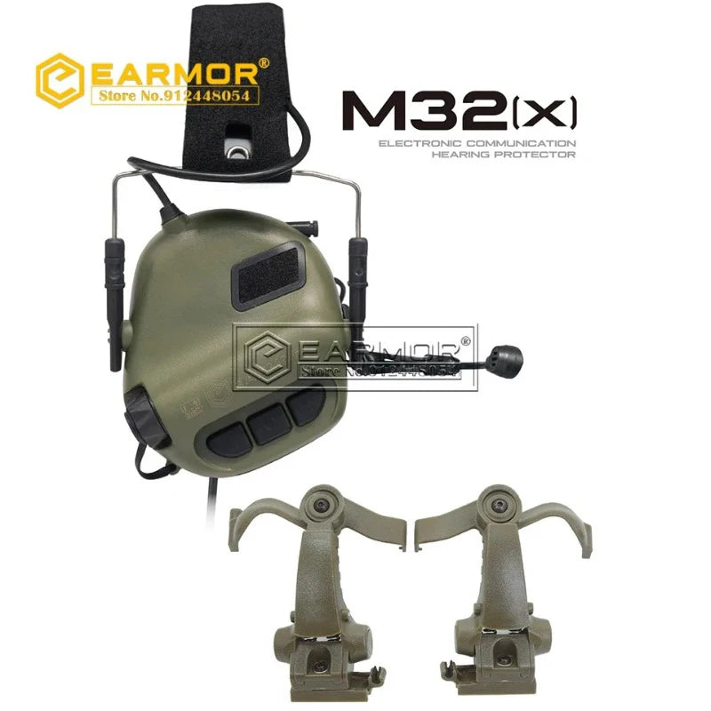 Tactical Electronic Hearing Protection Headset for RAC Rails foliage-green by HitMyNeed
