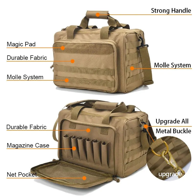 Tactical Gun Range Bag with Molle and Shoulder Strap by HitMyNeed