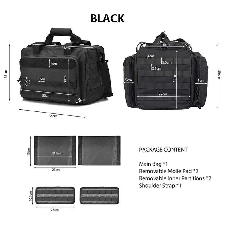 Tactical Gun Range Bag with Molle and Shoulder Strap by HitMyNeed