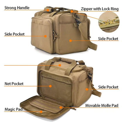 Tactical Gun Range Bag with Molle and Shoulder Strap by HitMyNeed