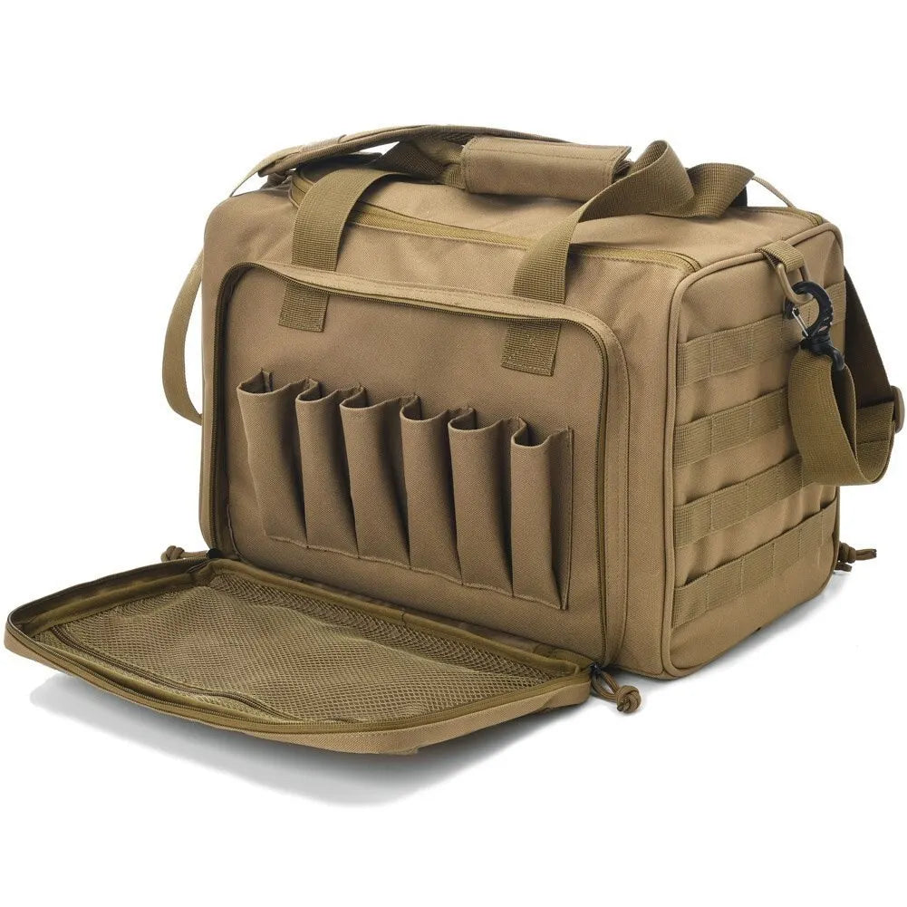 Tactical Gun Range Bag with Molle and Shoulder Strap khaki by HitMyNeed